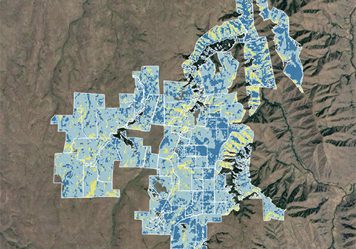 Landsat biomass with threshold-colored pixels